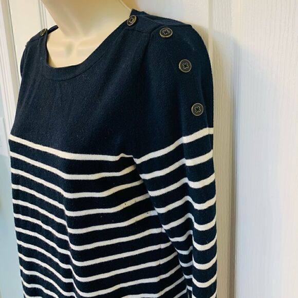 Banana Republic Navy & White Stripe Angora Blend Sweater! ❤️ - Picture 2 of 3